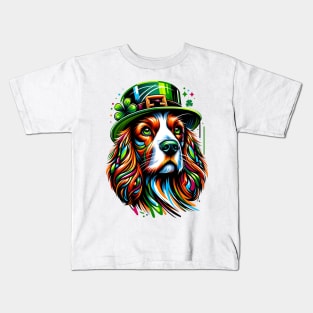 Welsh Springer Spaniel in Festive St Patrick's Day Gear Kids T-Shirt